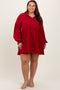 Red Button Down Plus Dress