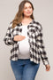 Cream Checkered Maternity Plus Long Sleeve Button Down Top
