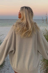 Taupe Oversized Zip Up Cardigan