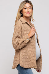 Taupe Quilted Maternity Jacket