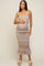 Taupe Floral Smocked Ruffle Tier Maternity Midi Dress
