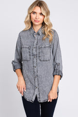 Charcoal Chambray Maternity Rolled Cuff Shirt