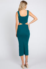 Emerald Sleeveless Side Cutout Midi Dress
