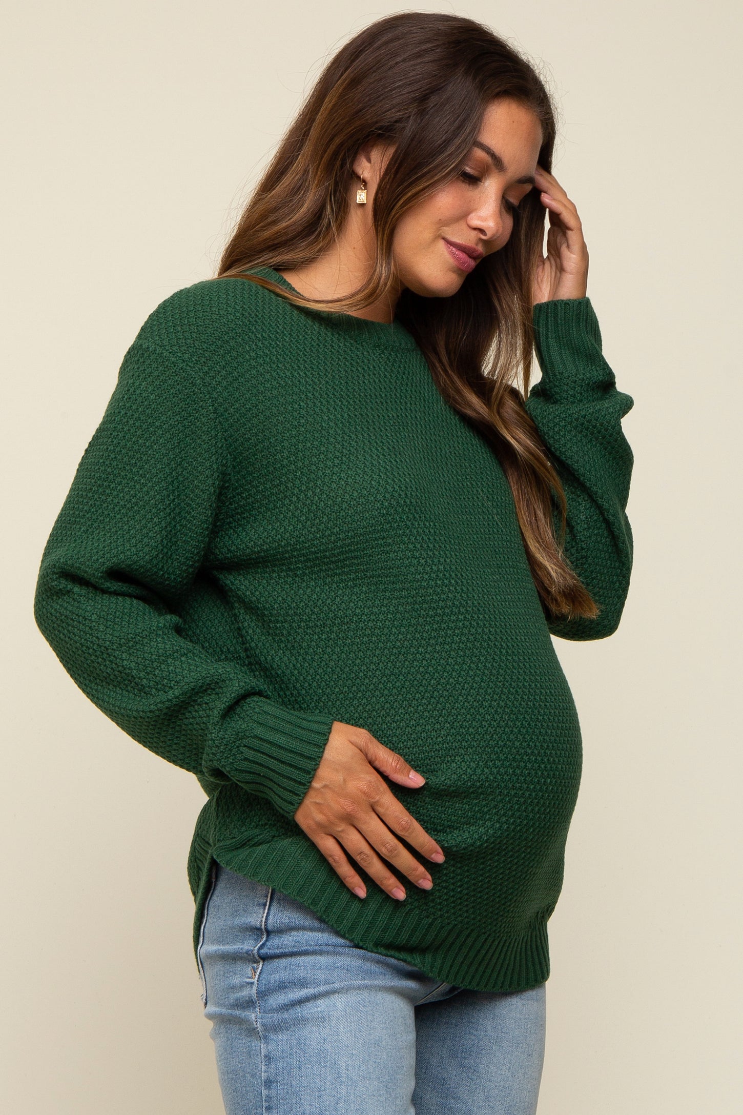 Hunter Green Knit Pullover Sweater