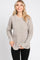 Taupe Waffle Knit Round Hem Sweater