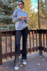 Heather Grey Soft Knit Fleece Lined Sweatshirt