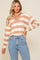 Taupe Cream Polo Half Zip Up Striped Sweater Top