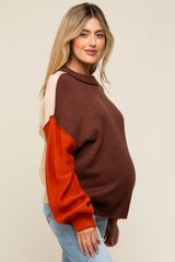 Brown Multi-Color Knit Maternity Sweater