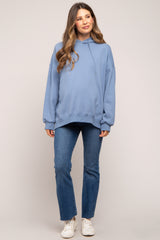 Blue Drawstring Maternity Hoodie