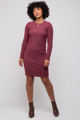Burgundy Soft Brushed Knit Long Sleeve Maternity Dress