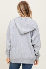 Heather Grey Front Zipper Hooded Sweater