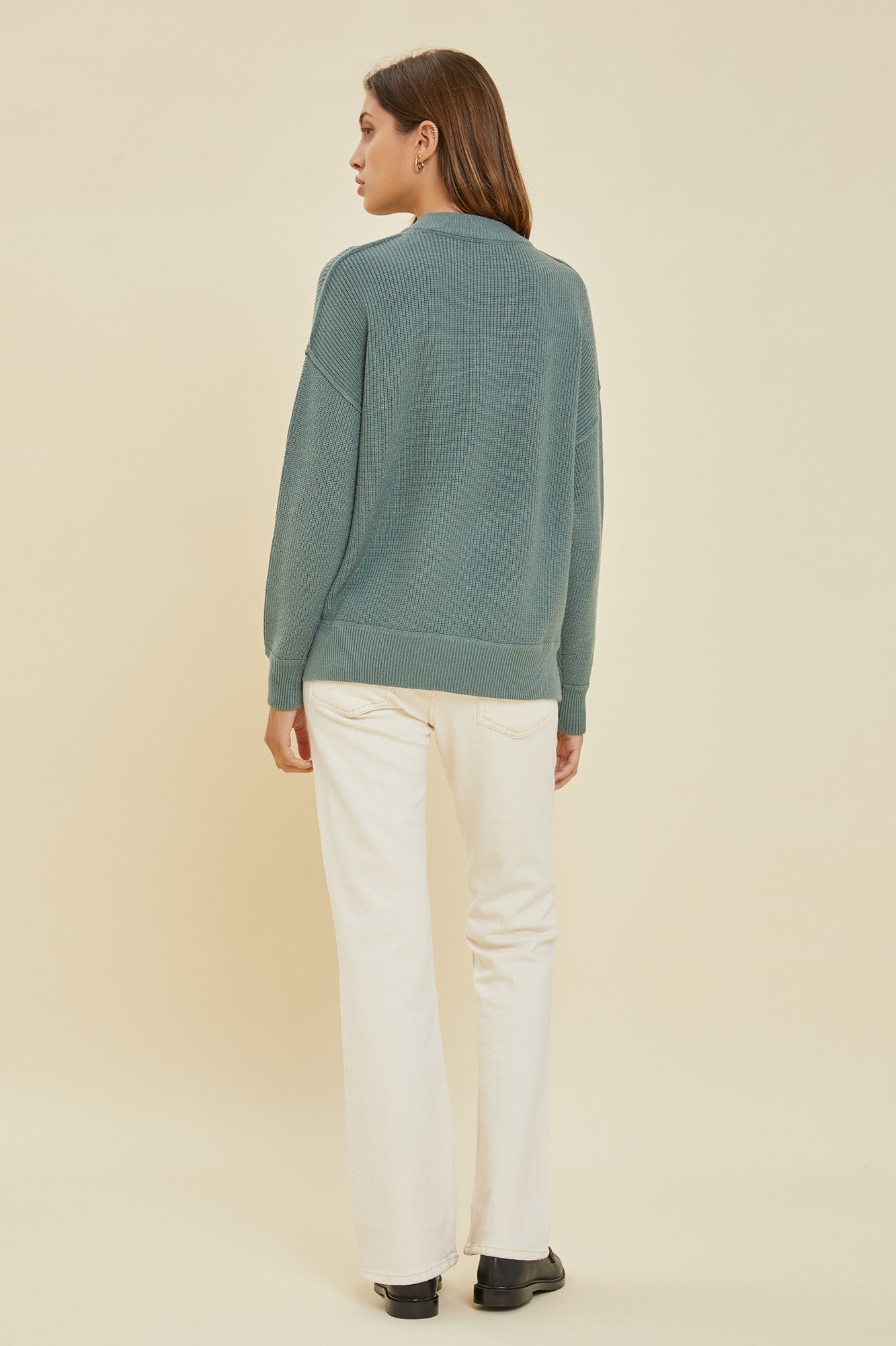 Sage Knit Side Slit Sweater