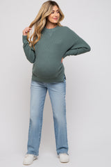 Sage Knit Side Slit Maternity Sweater