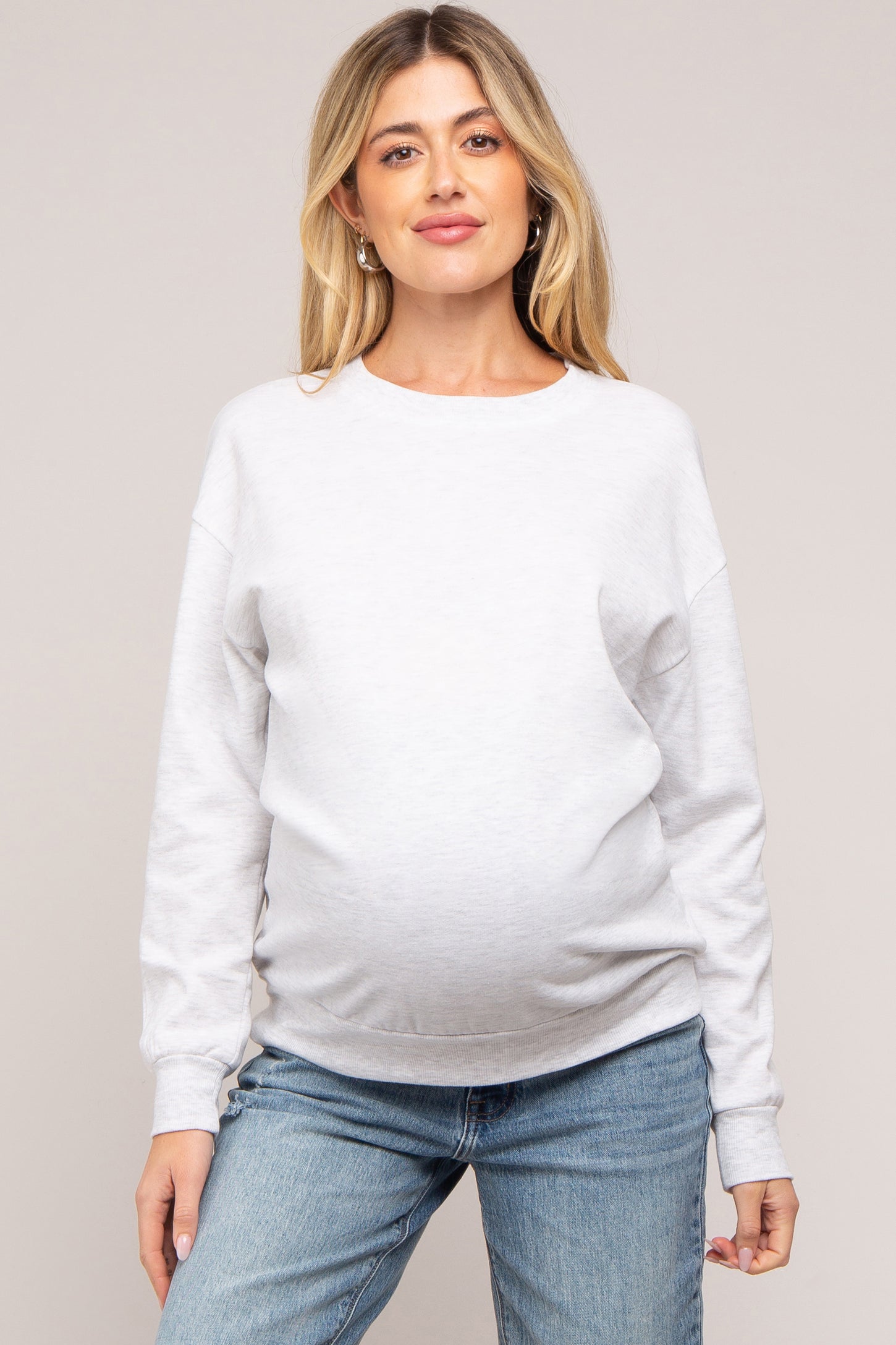 Heather Grey Pullover Maternity Sweatshirt