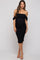 Black Ruched Off Shoulder Maternity Dress