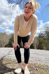 Beige Basic Raglan Sleeve Maternity Sweater Top