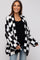 Black Checkered Print Oversized Maternity Cardigan