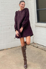 Dark Brown Corduroy Mini Dress