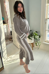 Grey Striped Long Sleeve Maternity Set