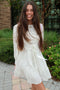 Off White Lace Inlay Long Sleeve Mini Dress