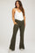 Olive V-Waist Ribbed Bootcut Maternity Leggings