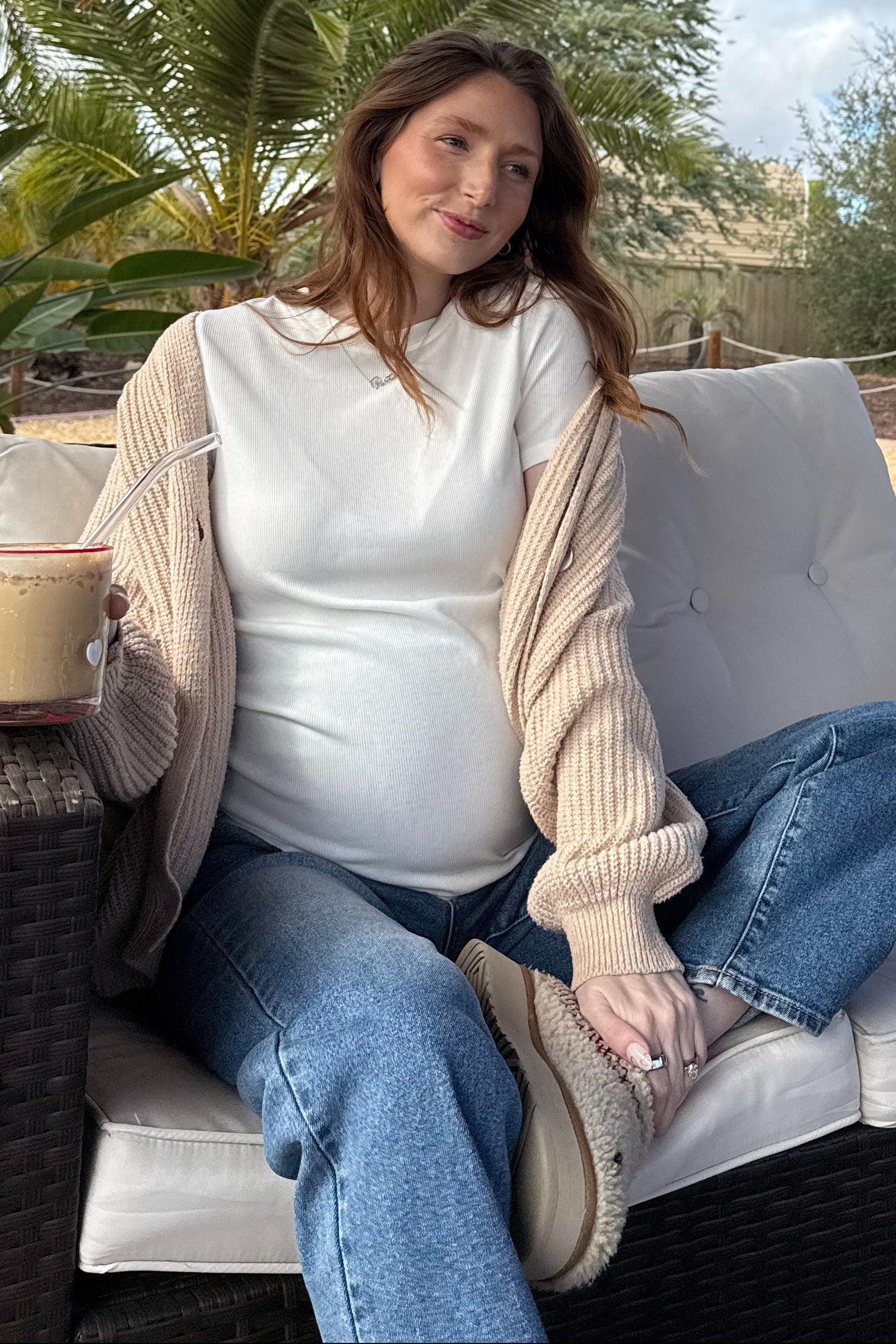 Blue Straight Crop Maternity Jeans