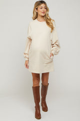 Cream Ultra Soft Maternity Sweatshirt Dress