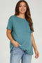 Teal Mineral Wash Front Pocket Short Sleeve Maternity T-Shirt