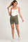 Olive Ribbed Crisscross Maternity Biker Shorts