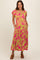 Lime Floral Off Shoulder Puff Sleeve Maternity Midi Dress