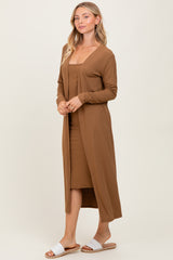 Camel Ribbed Cardigan 2 Piece Set