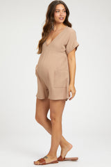 Mocha Gauze Short Sleeve Maternity Romper