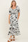 Cream Floral Puff Sleeve Midi Dress