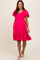 Fuchsia Smocked Ruffle Hem Maternity Dress