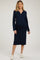 Navy Collared Long Sleeve Sweater Maternity Midi Dress