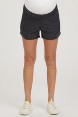 Charcoal Side Mesh Active Maternity Shorts