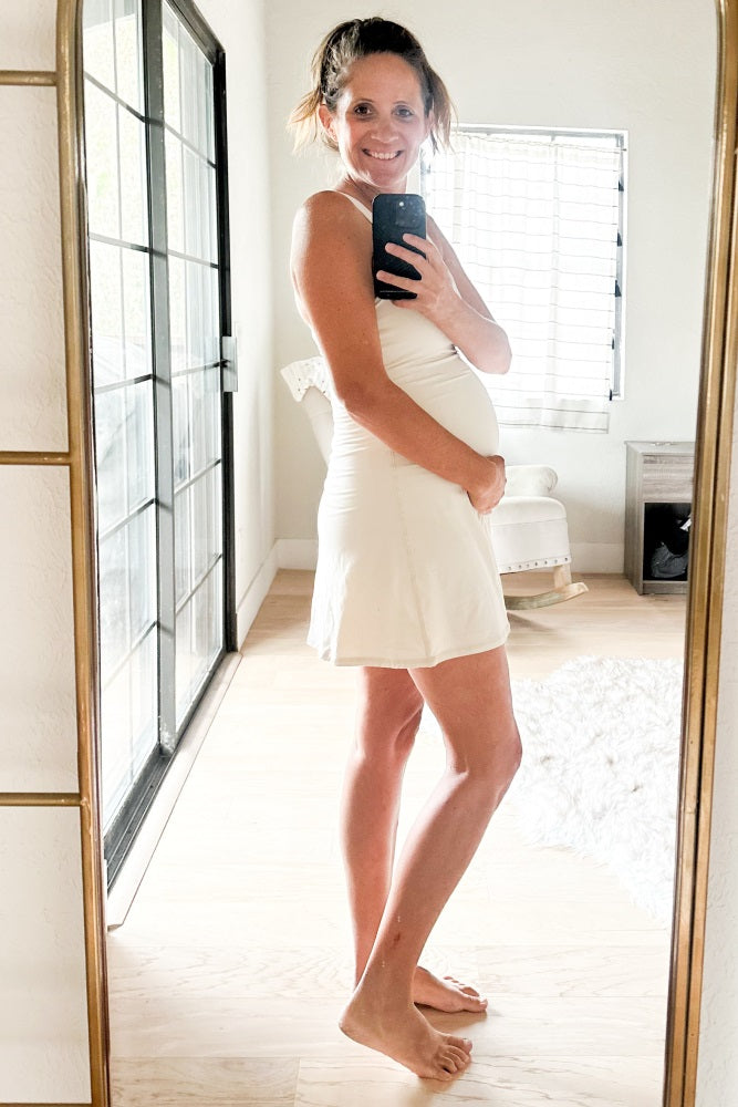 Cream Tennis Racerback Maternity Romper Dress
