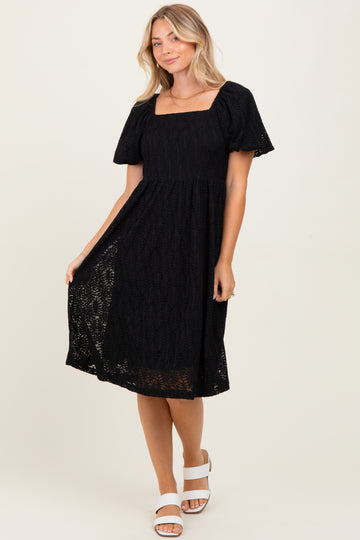 Black Lace Square Neck Dress