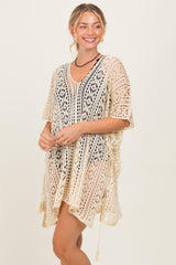 Cream Crochet Knit Swim Cover Up