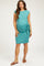 Teal Terry Knit Gathered Waist Maternity Dress