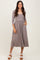 Mocha Square Neck 3/4 Sleeve Midi Dress