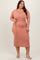 Rust Ribbed Long Sleeve Plus Wrap Nursing Dress