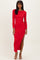Red Ribbed Long Sleeve Side Slit Maxi Dress
