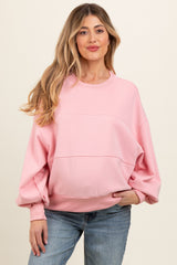 Pink Long Sleeve Maternity Crewneck