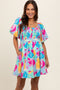 Mint Multi Color Print Smocked Maternity Dress