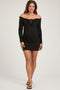 Black Ruffle Off Shoulder Maternity Fitted Mini Dress