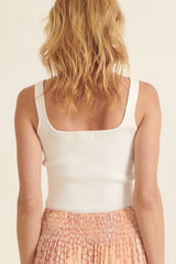 White Solid Scoop Neck Front Bow Detail Sweater Top