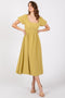 Lime Puff Sleeve Linen Midi Dress
