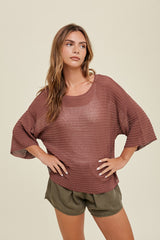 Burgundy Knit Maternity Short Sleeve Top
