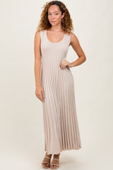 Taupe Sleeveless Knit Maternity Maxi Dress